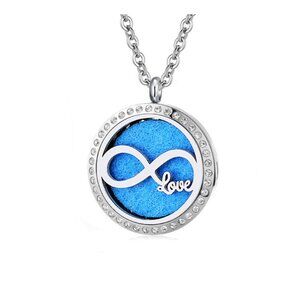 Infinity Love w. Crystals Stainless Steel Essential Oil Hypoallergenic Necklace